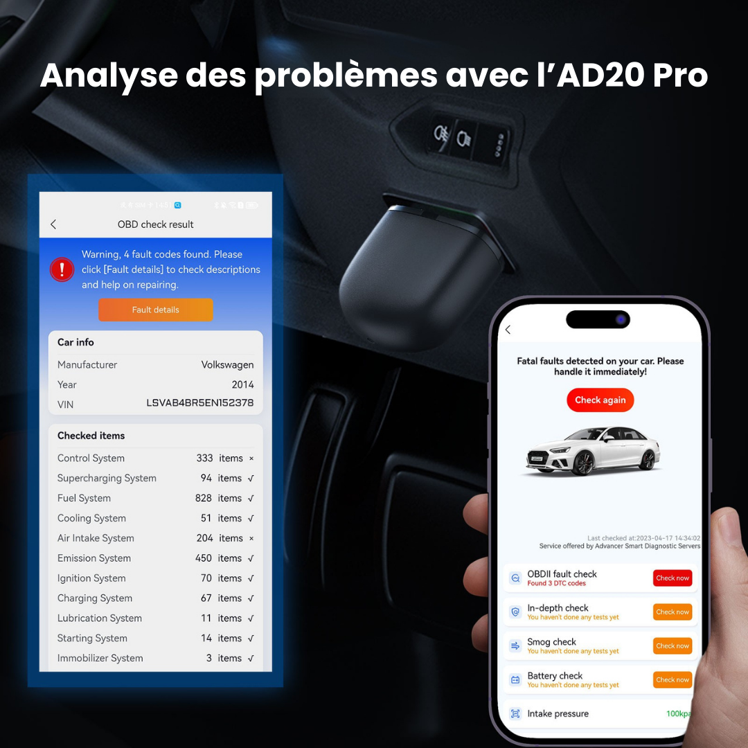 Zeropanne AD20 Pro – Scanner OBD2 Bluetooth avec Mises à Jour à Vie
